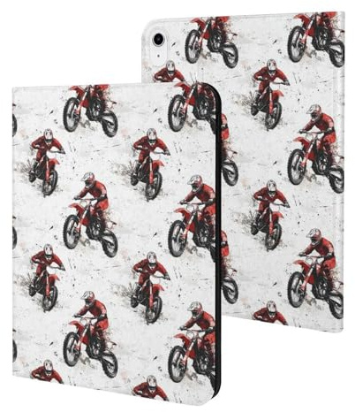 Compatible avec iPad A16 11 2025, housse fine rouge imprimée moto course compatible avec iPad 10e génération 10,9 2022 avec support veille/réveil automatique