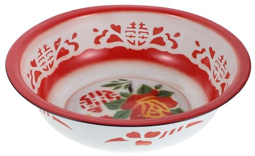 ROMISBABA Vintage Emaille Schüssel 34cm Dickwandige Retro Rührschüssel Vielseitige Waschschüssel für Küche Fußbad Lebensmittel Temperaturbeständig Hygienisch Großzügig