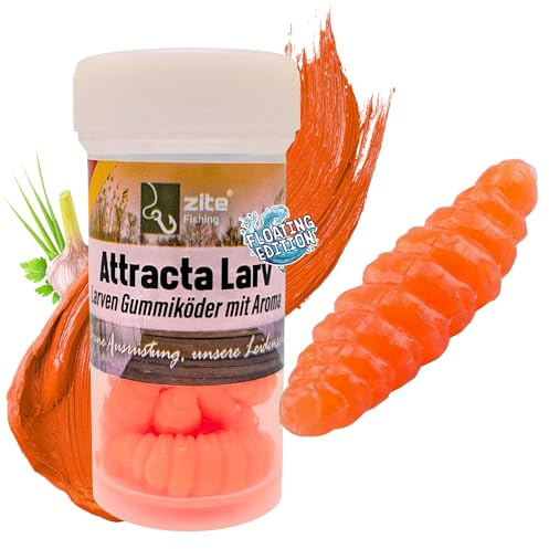 Zite Fishing Attracta Larv Floating | 8 Stück Aromatisierte Gummiköder | Forellen-Angeln | Künstliche Larven Rotationsköder Auftreibende Wirkung | Phthalatfrei & Nachhaltig