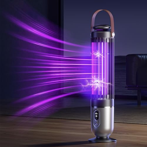 FanFuGuo® Electric Fly Catcher Mosquito Killer Lamp USB Rechargeable,Fly Zapper Trap Lamp with Dusk to Dawn Sensor,UV Light & Sleep Night Light 2-in-1 Mode,Bug Zapper for Indoor and Outdoor (Silver)