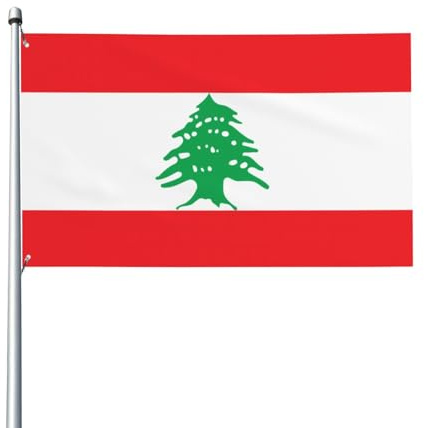 Bandera de Líbano decorativa para jardín al aire libre, 3 x 5 pies, pancarta de poliéster duradera con ojales de latón