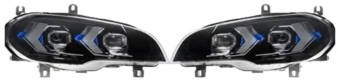 LED-Scheinwerfer Compatible with BMW X5 E70 (2007–2013) mit Tagfahrlicht, Blinkern, Fernlicht, Angel Eyes und Projektorlinse(For 2011-2013,Right hand drive)