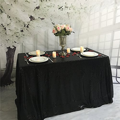 YZEO Black Sequin 50 * 72 Tablecloth For Wedding Party Banquet Christmas Sparkly Table Cloth
