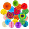 ZERODECO Mehrfarbig Seidenpapier Pompoms, Papier Fans Fächer und Wabenbälle Dekorpapier Kit für Geburtstag Hochzeit Baby Dusche Parteien Hauptdekorationen