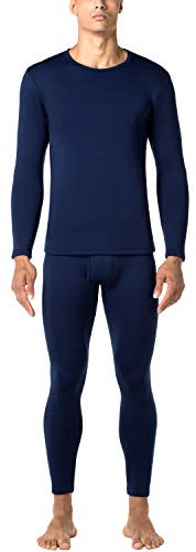 LAPASA Mens Heavyweight Thermal Underwear Set Heavyweight Thermal Underwear Long Sleeve Tops Warm Thermal Bottoms Long Johns Pants M24, Large, Navy(heavyweight