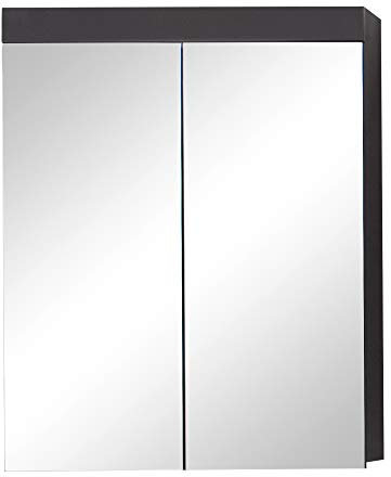 trendteam smart living - Amanda - Spiegelschrank - Grau Hochglanz - moderner Badspiegel mit 3 Fächern - (BxHxT) 60 x 77 x 17 cm - 2 Einlegeböden - Kratzfest