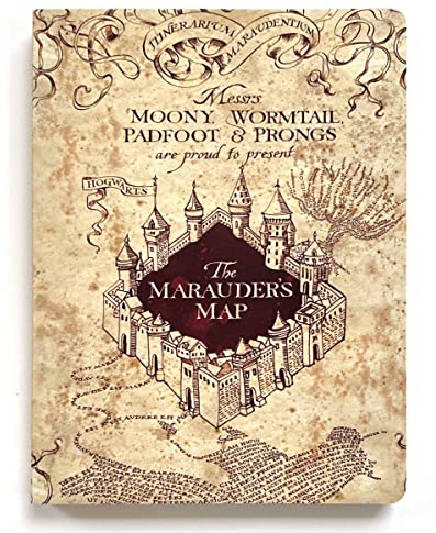 Paper House Productions Harry Potter 20,3 cm Folien-Akzent-Tagebuch mit Satinband, Seitenmarker, Marauder's Map