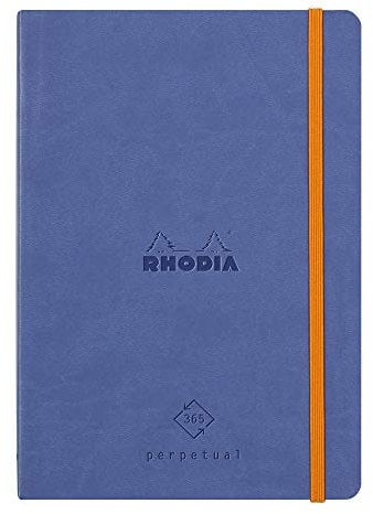 Rhodia 117188C Perpetual Kalender (DIN A5, 14,8 x 21 cm, 64 Blatt, 90 g, elegant und praktisch) saphirblau