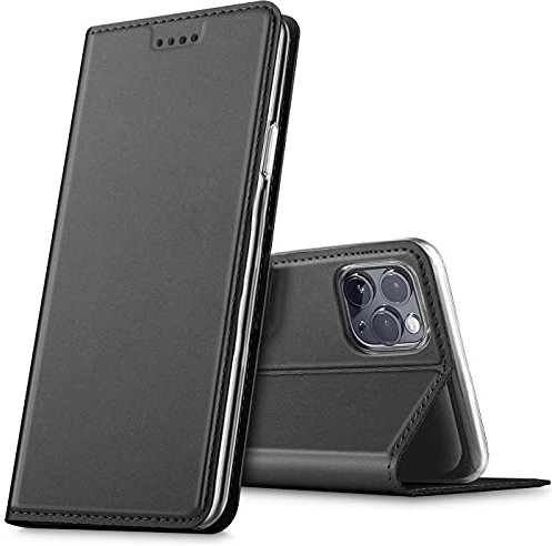 Verco Handyhülle für iPhone 11 Pro, Premium Handy Flip Cover für Apple iPhone 11 Pro Hülle [integr. Magnet] Book Case PU Leder Tasche (5,8 Zoll), Schwarz