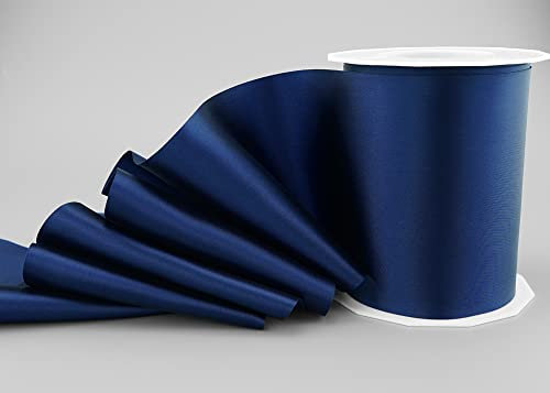 25 m x 112 mm Satinband SOPHIE DUNKELBLAU (624) Satin Tischband Tischläufer Schleifenband ohne Draht breites weiches Band Tischdekoration Tisch Deko Geschenkband mit einseitigem Glanz