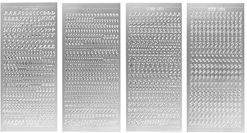 Ideen mit Herz Sticker-Set | 4 Stickerbogen | je 23 cm x 10 cm | Buchstaben & Zahlen | ABC | Groß- und Kleinbuchstaben mit Ziffern und Sonderzeichen | ideal für Kerzen & Grußkarten (silber)