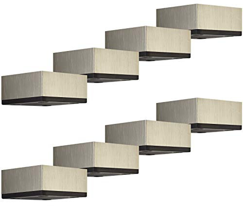 SOTECH Lot de 8 pieds de meuble MOTEL 30 mm 65 x 65 mm Aspect inox Pieds de meuble en aluminium