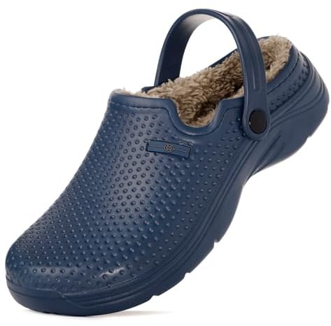 Zoccoli Donna Invernali Uomo Pantofole Impermeabile Sabot Scarpa Giardino Pelliccia Ciabatte Imbottite e Calde Pantofole da Giardino Antiscivolo Ciabatte Blu-A 39EU