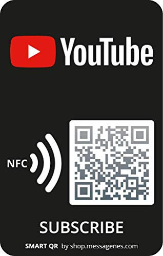 MESSAGENES | YouTube Aufkleber | 1 Einheit Kartengröße | Mehrzweck-Aufkleber und Smart QR - NFC | Erhöht Anhänger und fördert Ihren Kanal | Der Smart QR erlaubt beliebige Wiederverwendung