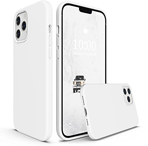 SURPHY Liquid Silicone Case for iPhone 12 Pro Max Case, Gel Rubber Full Body Thickened Design Shockproof Phone Case with Microfiber Lining for iPhone 12 Pro Max 6.7 Inches 2020 (White)