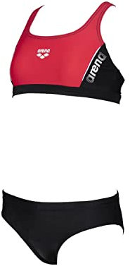 Arena Thrice Bikini Sportivo da Bambina, Black-Anguria-White/Nero, 10-11
