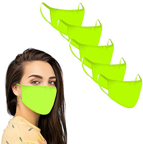 KUNSTIFY 5 Stück Stoffmaske für Kinder und Erwachsene Hellgrün waschbar bügelbar farbig Mund und Nasenschutz Behelfsmasken wiederverwendbar Baumwolle Damen Herren MNS Schutz Staub (Hellgrün)