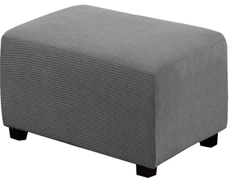 BXFUL Ottomane Schonbezug, Rechteckig Hocker Jacquard, Quadratisch hockerbezug, Hocker Husse für Fußhocker, Hocker Protector Waschbar Überzug hockerabdeckung (X-Large,Grau)
