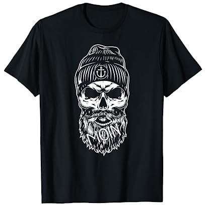 Moin, Moin digga cooler Totenkopf Bart Anker Mütze Totenkopf T-Shirt