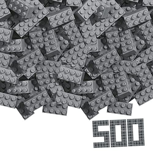 Simba Blox 500 graue Bausteine - 8er Steine kompatibel mit Anderen Herstellern - Baustein Set für Kinder ab 3 Jahren - im Karton - hochwertige Spielsteine kindgerecht