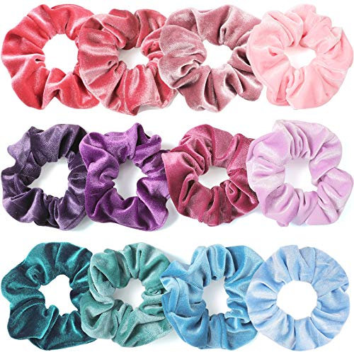 VENUSTE Haargummis Scrunchies aus Samt für Damen und Mädchen, Niedliche Weiche elastische Haarbänder Haarschmuck, Pastellfarben, 12 Stück