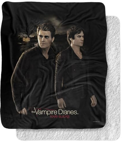 Couverture Vampire Diaries - 127 x 152,4 cm - Couverture super douce au toucher soyeux - Couverture sherpa