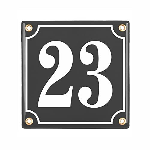 Hausnummerschild Hausnummer - 15x15 cm - Keramik Emaille - Wetterfest - Personalisiert - Emailschild (Anthrazit)