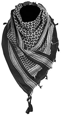 THE ART BOX 100% Baumwolle Militär Herren Scarf Tactical Desert Arab Scarf für Männer Gesichtsmaske Hals Bandana Shemagh Schal Wrap Schals Afghanischer Schal, 110cm x 110cm, Schwarz