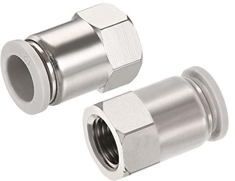 sourcing map Pression Connexion Raccords 1/4PT Femelle Filetage Apte 12mm Tube OD Nickel Plaqué Cuivre Droit Union Raccord Paquet 2