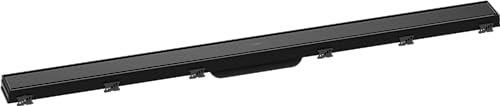 hansgrohe Fertigset Duschrinne RainDrain Match, Abflussrinne 1000mm, Bodenablauf Dusche mit höhenverstellbarem Rahmen, Schwarz