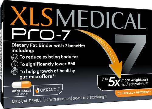 XLS Medical PRO-7 - Weight Loss Pills - Up to 5X More Weight Loss Versus Dieting Alone, 7 Clinically Proven Benefits - 60 Capsules - 10 Day Supply Trial Pack