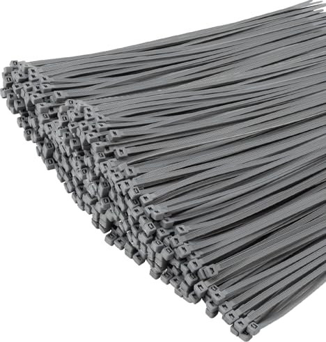 XINGO Confezione da 1000 Argento Fascette di Qualità per Uso Industriale, 200mm x 4,8mm, Fascette in Plastica Regolabili Multiuso per Uso Interno ed Esterno