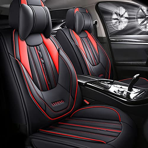 Maipula Auto Sitzauflage Für VW Für Volkswagen Golf 3 5 6 7 Golf3 Golf5 Golf6 Golf7 GTI Luxus 5 Sitze Allwetter-Autositzbezug Kunstleder Komfortabler Autositzbezüge Schwarz Rot