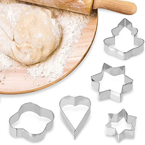 KADAX 5er Set Keksausstecher, Ausstecher, Lebkuchenausstecher aus verzinkten Blech, Set für Kekse und Plätzchen, Ausstechformen für Fondant, Tortendekorationen