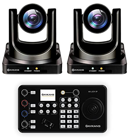 AVKANS 30X NDI PTZ Camera Kits - 2pcs 30X NDI Camera with 1pcs IP Joystick Controller Package for Church Live Streaming Video Production(2X AV-CM30-NDI and 1x AV-Joy-IP)