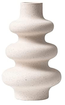 AAPIE Beige Vase Keramik Blumenvase Knospenvasen Unregelmäßige Form Bum Vase für Kunstgalerie Schachbrett-Desktop