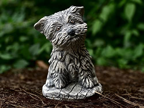 OLOMA Handmade Concrete Statue - Grey Stone Westie Dog Sculpture, Waterproof Outdoor Garden Ornament, Pet Memorial, 18 x 13 x 11 cm, 4 pounds
