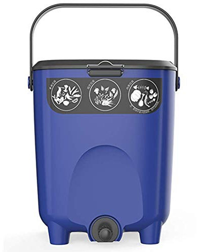 JYCCH Seau à Compost Eco Kitchen avec Plaque filtrante, Poubelle à Compost Domestique avec vidange, Poubelle intérieure avec Couvercle hermétique, 2,6 gallons (10 L), Blanc (Bleu)