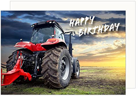 Edition Seidel Premium Geburtstagskarte mit Umschlag. Glückwunschkarte Billet Happy Birthday Bauer Mann Frau Traktor Landwirtschaft (G3438 SW023)