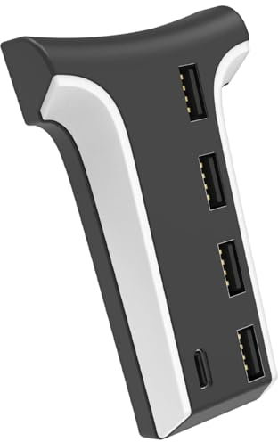 5 Port USB Hub for PS5, PS5 Accessories USB Hub 3.0 High-Speed Expansion Splitter Adapter, 5 in 1 USB Hub for PS5 Console, with 4 USB + 1 Type C Port