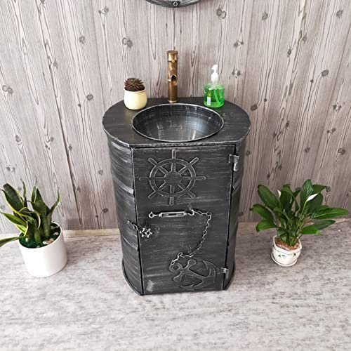 ZARBAILRE Lavandino A Piedistallo, Mobile Lavabo Industriale, Mobile Bagno retrò Industriale, Mobile Lavabo Bagno e unità di Vanità (D)