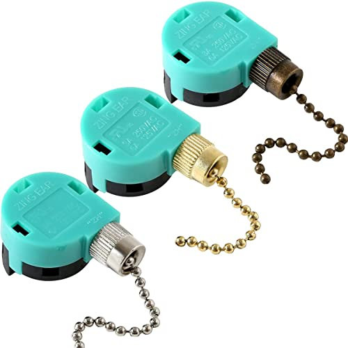 Marne 3Pcs ZE-268S6 Ceiling Fan Switch 3 Speed 4 Wire for Ceiling Fans and Wall Lights Pull Chain Switch Replacement Bronze