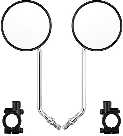 Espejo retrovisor para manillar de bicicleta, universal ajustable giratorio vintage seguro claro para bicicleta de montaña, ciclismo, e-bike, motocicleta y patinete (Negro (2 piezas/10 mm tornillo)))