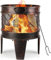 Feuerschale Garten 58x45x42cm,FeuerschaleFeuerkorb Antik-Rost-Optik mit Griffen und Schürhaken Feuerstelle Feuerschalen für den Garten-Lagerfeuer-Außenheizung-Camping