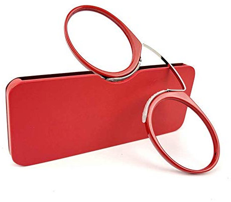 KoKoBin Lesebrille ohne Bügel für Männer und Frauen, Mini-tragbar, Nasenclip, Lesebrille, leicht (Rot, 2, Diopter)