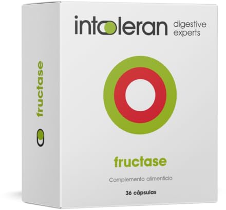 Intoleran Fructase Enzimas Digestivas - 36 cápsulas | Suplemento con enzima Xylosa-Isomerasa, acción directa sobre fructosa, puro y vegano, bajo en FODMAP, sin gluten ni lactosa