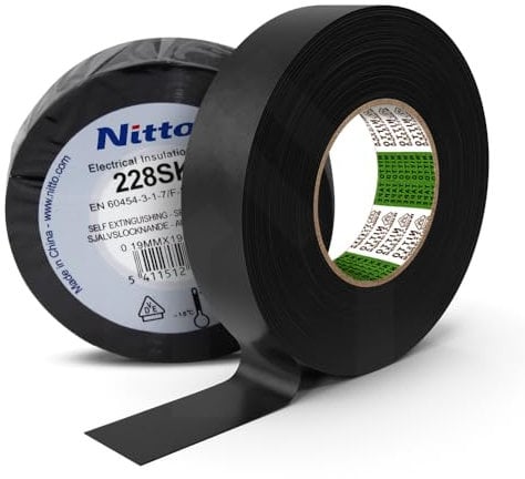 Selftech Nitto 228 SKA Isolierband - 20m Elektro Tape PVC Isotape - VDE Zertifiziert - Schwarz, Hochwertiges Isolierband für Elektroinstallationen (25mm x 20m)