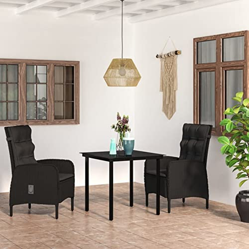 Camerina 3-TLG. Garten-Essgruppe mit Kissen Schwarz Angebote GartenmöBel Gartenlounge Outdoor