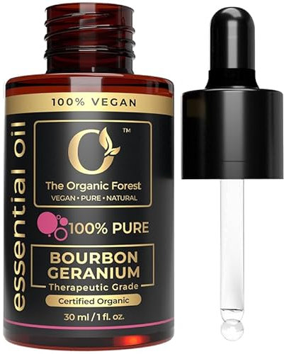 Bourbon Geranium Essential Oil | 100% Pure and Natural Geranium Oil for Skin Care, Hair Care with Diffuser | Aromatherapy Diffuser |