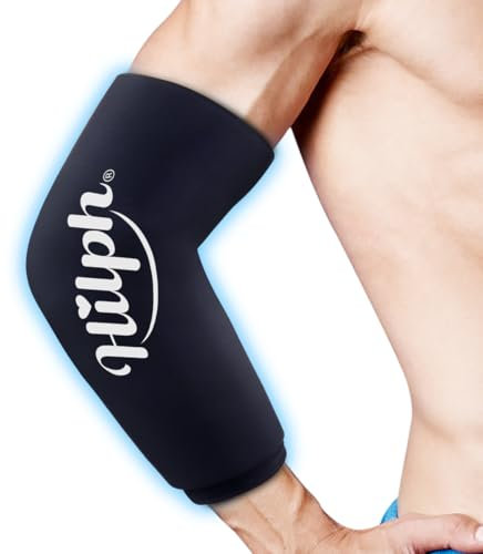 Hilph Kühlpack für Knie und Ellenbogen Verletzungen, Kalt-Warm Kühlakku Kühlpads Gel zur Regeneration, Flexibler Kühlkissen Sleeve für Tennis Ellenbogen, Ärmel, Knie, Wade und Ellbogen - L